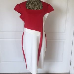 Red & White block dress